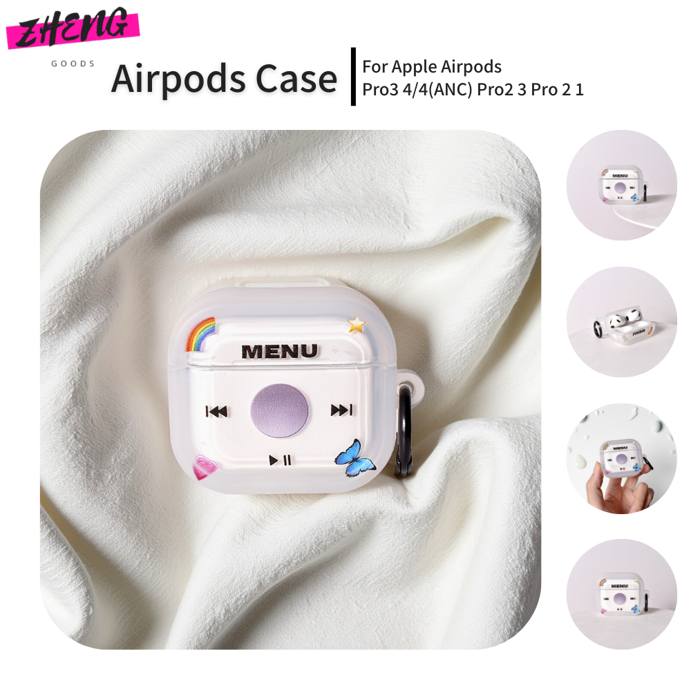 Họa tiết máy nghe nhạc MP3 cho vỏ AirPods Pro3 AirPods Pro2 Vỏ tai nghe trong suốt chống sốc cho Air