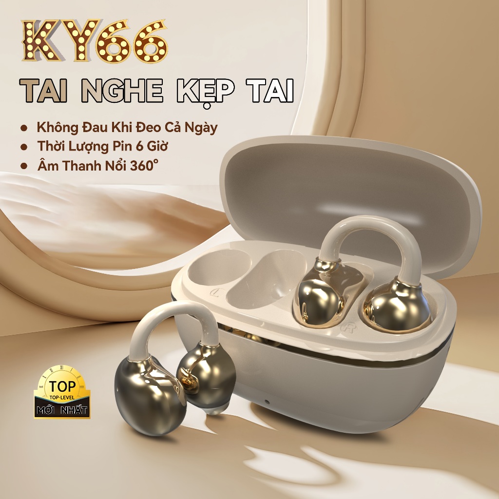 KY TECH KY66 Tai Nghe Kẹp Tai, Thiết kế cầu chữ C, Công nghệ nghe hở tai, Tự động nhận dạng trái-phả