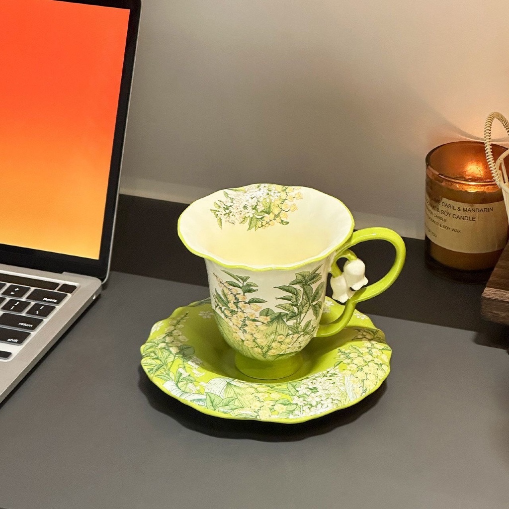 Lily of the Valley Cốc cà phê Hoa Lily of the Valley Cốc gốm cao cấp tinh tế