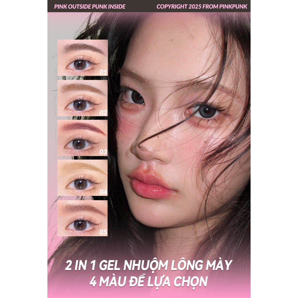 Mascara Lông Mày 2 đầu PinkPunk Chì kẻ mày Tự Nhiên 6 Màu Chống Nước & Nhòe Không Lem(280mg + 1.5g) | BigBuy360 - bigbuy360.vn