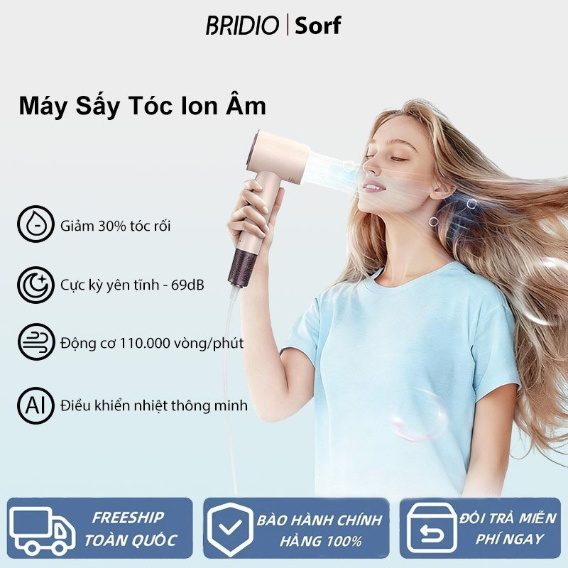 Máy Sấy Tóc Ion Âm Tốc Độ Cao Sorf, 110000 VÒNG/PHÚT, Sấy Tóc Nhanh Khô Hơn - Bảo Hành 1 Năm