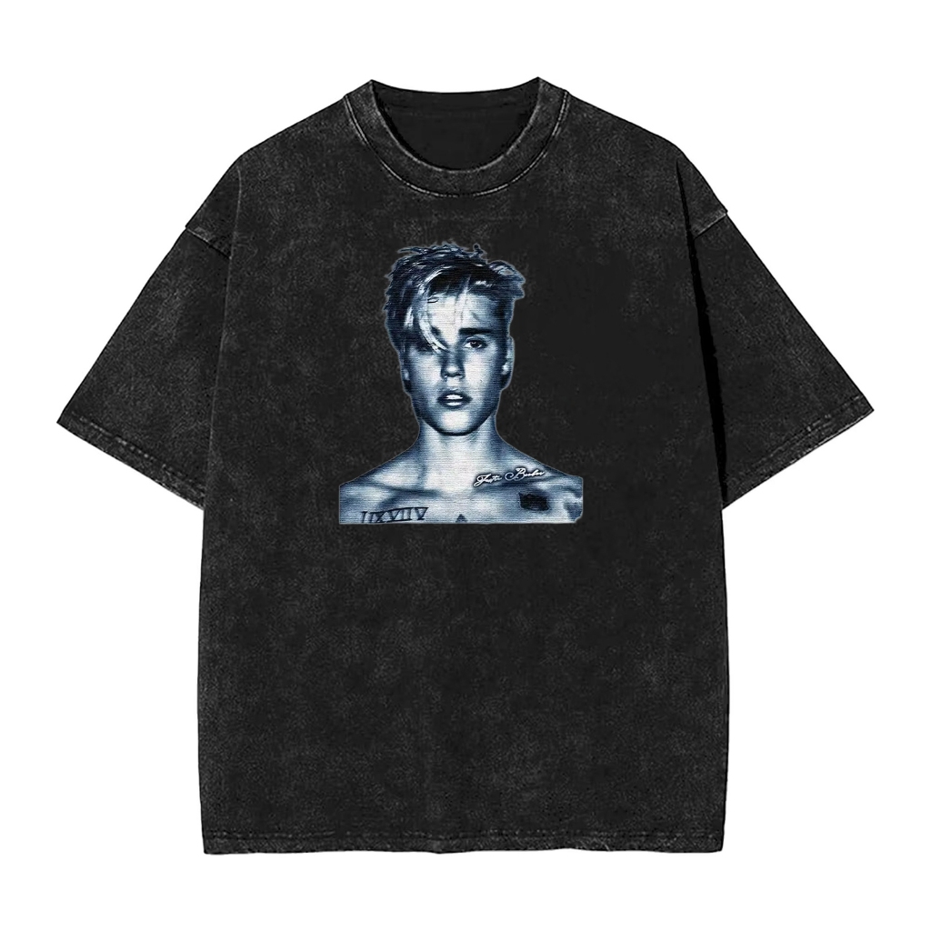 Áo thun cotton nam Justin Bieber, style Y2K trendy cho mùa hè