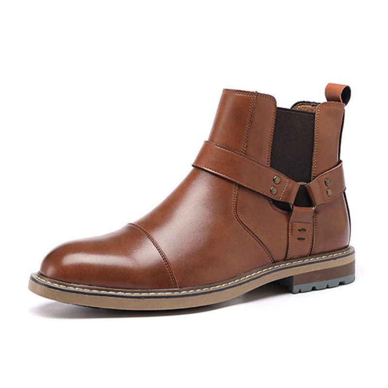 Giày bốt Chelsea Nam Mũi Nhọn Retro Phong Cách Anh Quốc Giày Da Retro