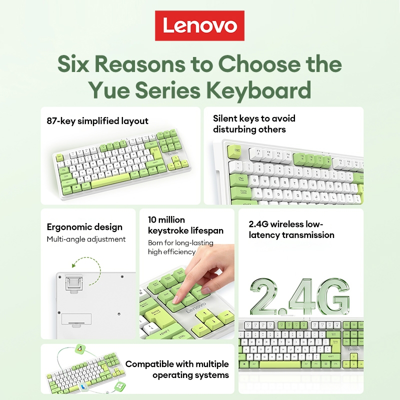 Bàn phím không dây Lenovo X5K Pro Văn phòng nhỏ gọn với hệ thống kép Win / Mac cộng với tuổi thọ pin dài | BigBuy360 - bigbuy360.vn