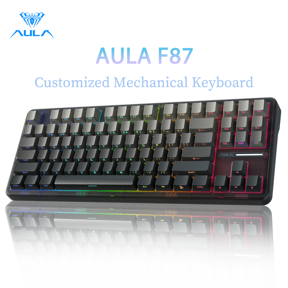 Bàn phím cơ AULA F87 87 phím có dây/2.4G/bluetooth không dây/80%/ driver hỗ trợ RGB