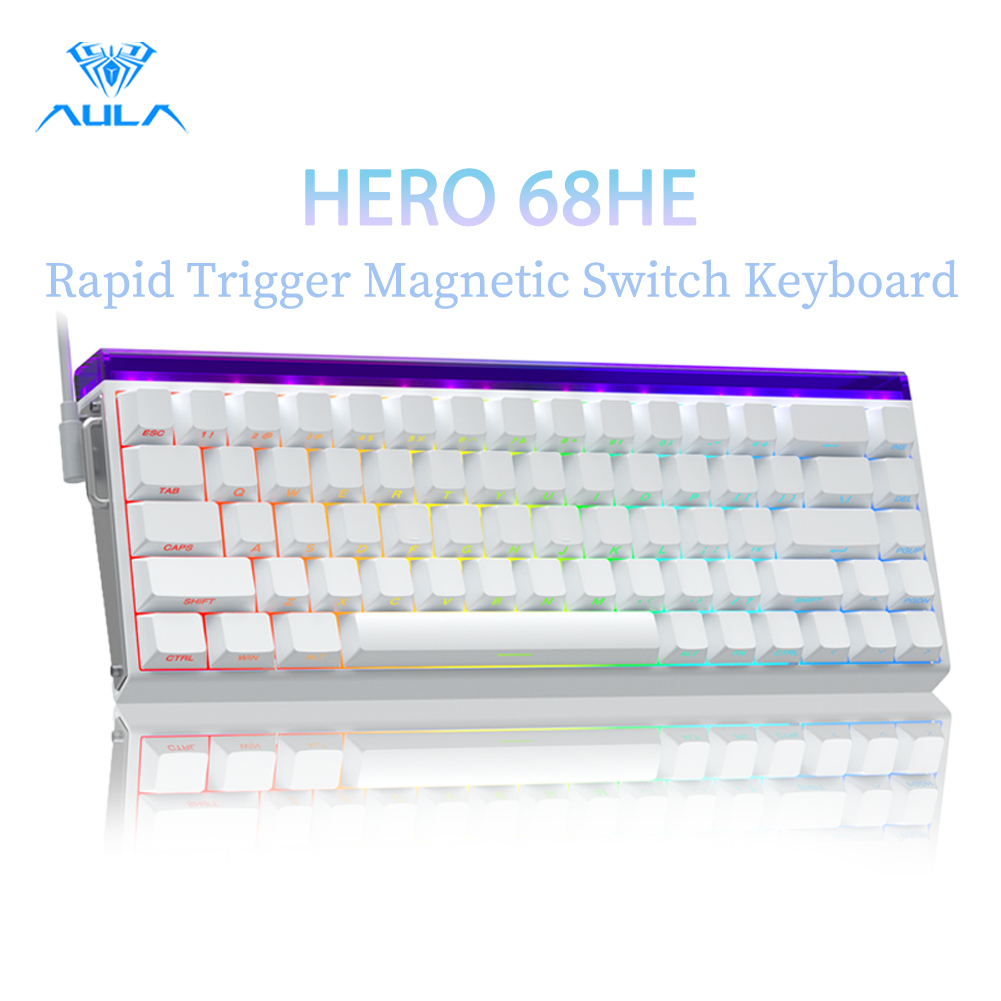 Aula HERO 68HE Bàn phím cơ RT từ tính 68Keys Bàn phím Pudding RGB có dây 8Khz có kích hoạt nhanh Côn
