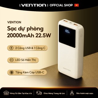 Vention Sạc dự phòng 20000mAh - Có Sạc nhanh 22.5W –Pin sạc dự phòng 3000mAh Cổng USB-A, USB-C, Micro USB - Tương thích Phone, Xiaomi, Huawei, Samsung, Oppo, Vivo - Hàng Chính Hãng