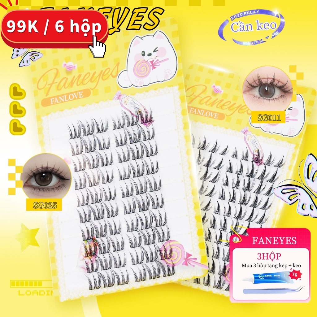 [FANEYES] Mi giả không sẵn keo Lông mi đoạn dày cong quyến rũ trang điểm nude tự nhiên vô hình tự nh