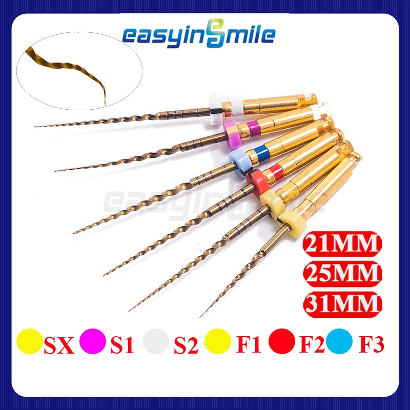 Easyinsmile 6 cái / gói Nha khoa Endo X-Pro Gold Taper Files Endodontic Rotary Niti Root Files S1 / 