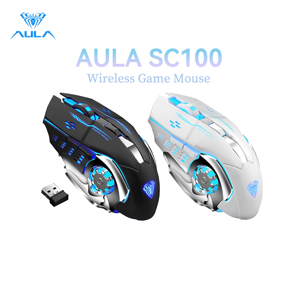 Chuột quang không dây AULA SC100 800mAh đèn 4 màu cho máy tính | BigBuy360 - bigbuy360.vn