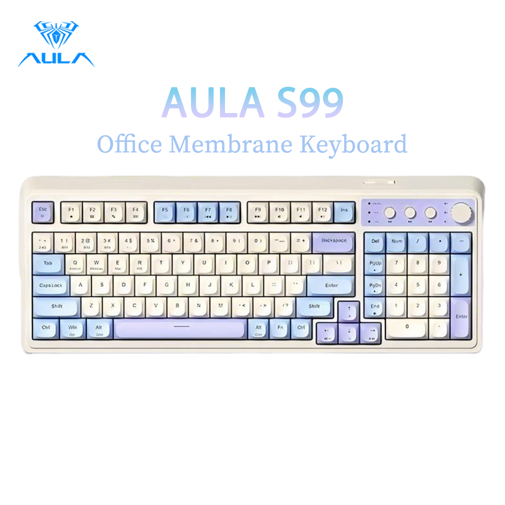 Bàn phím màng không dây AULA S99 99 phím Con lăn đa chức năng RGB ba chế độ cho bàn phím văn phòng và chơi game | BigBuy360 - bigbuy360.vn