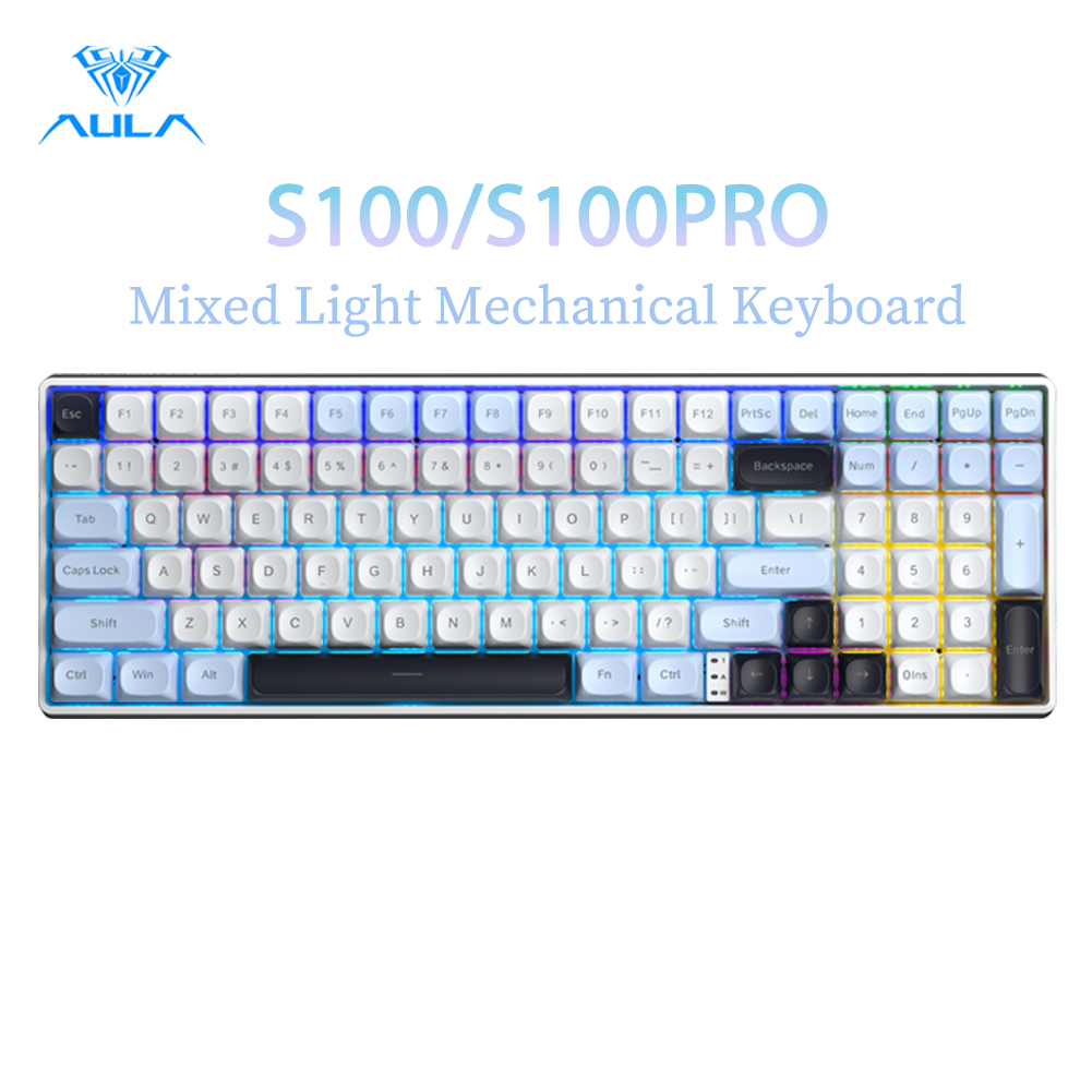 Bàn Phím Cơ AULA S100 S100PRO 99 Phím Hỗn Hợp Ánh Sáng PBT Keycaps Bàn Phím Văn Phòng Độ Trễ Siêu Th
