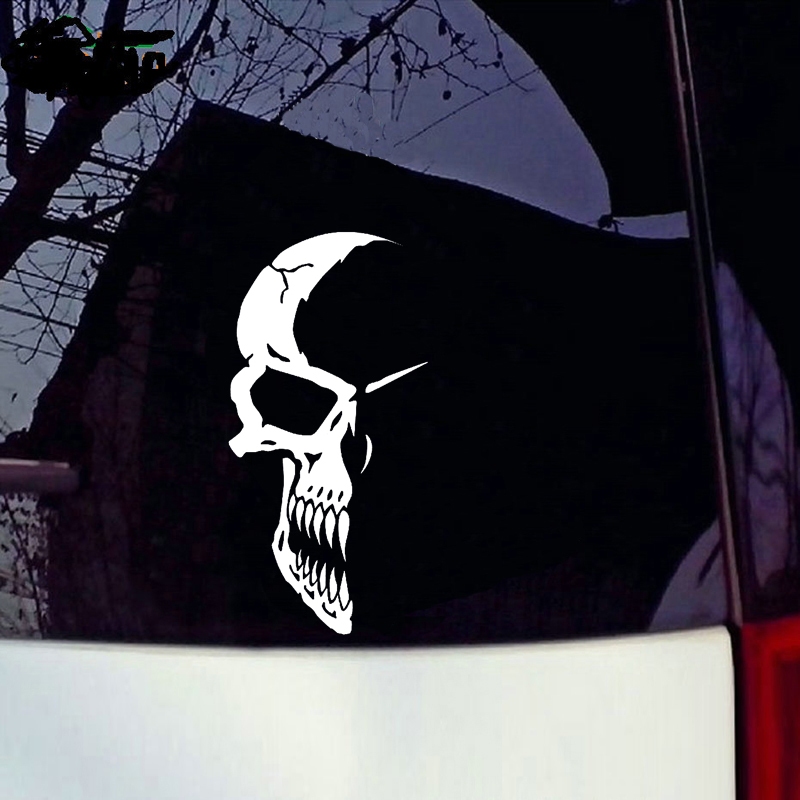Gothic Skull Car Sticker Skeleton Head Vinyl Decal Chống Thấm Nước Cho Xe Tải SUV Cửa Sổ Xe Máy