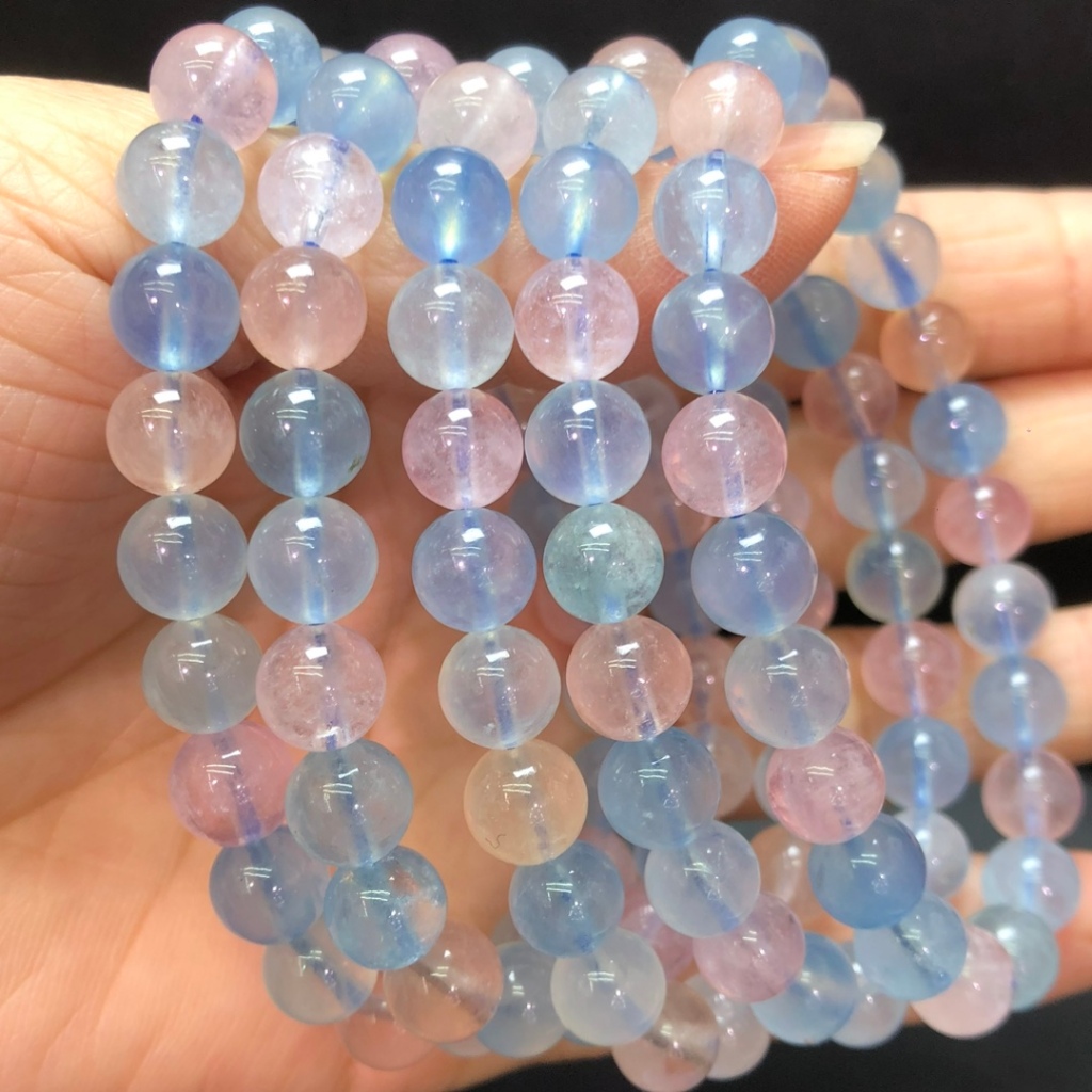 Ưu Đãi Đặc Biệt Sản Phẩm Mới Vòng Tay Morganite Tự Nhiên Vòng Tay Morganite Vòng Tay May Mắn Vòng Ta