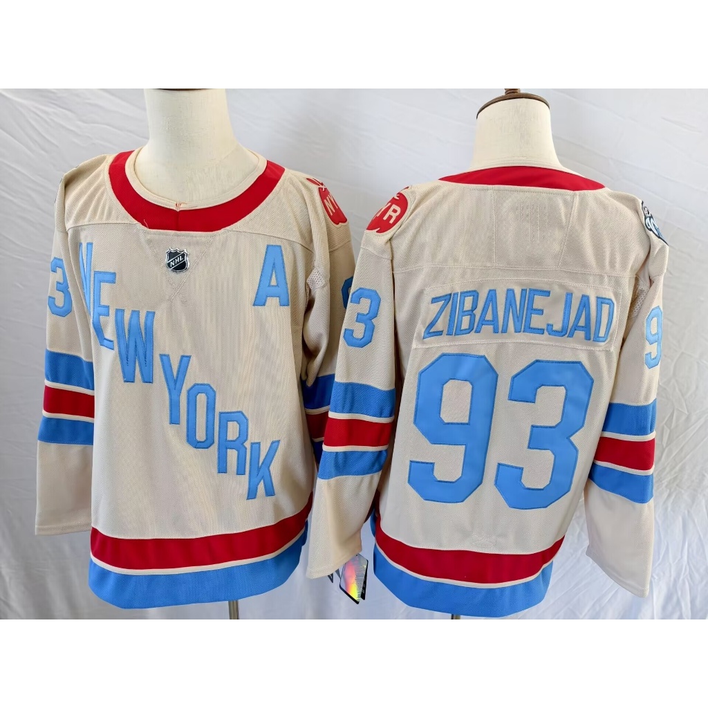 NHL Jersey Rangers Sân Nhà, Thêu Hoa văn Mỹ, Tay Dài