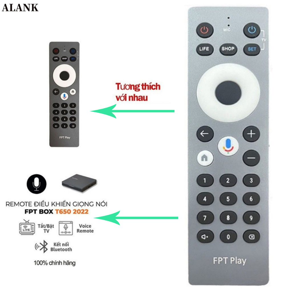 ALANK  Bộ thu tín hiệuTV Box Điều khiển  FPT Play cho các mẫu T650 P650 A650 H650 2023