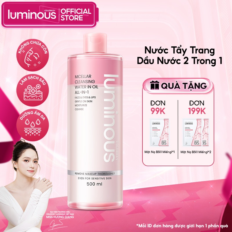 [MUA 2 GIẢM TỚI 50%] Nước Tẩy Trang Dầu Nước COLORKEY Làm Sạch Sâu & Không Chứa Cồn 500ml