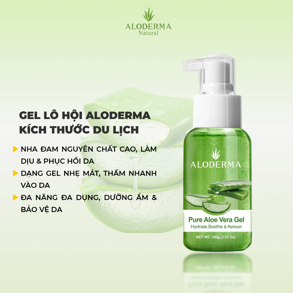 Gel Lô Hội, Gel Nha Đam ALODERMA Chính Hãng 100g, 96% Nguyên Chất, Gel Dưỡng Ẩm, Làm Dịu Da Mặt & Bo