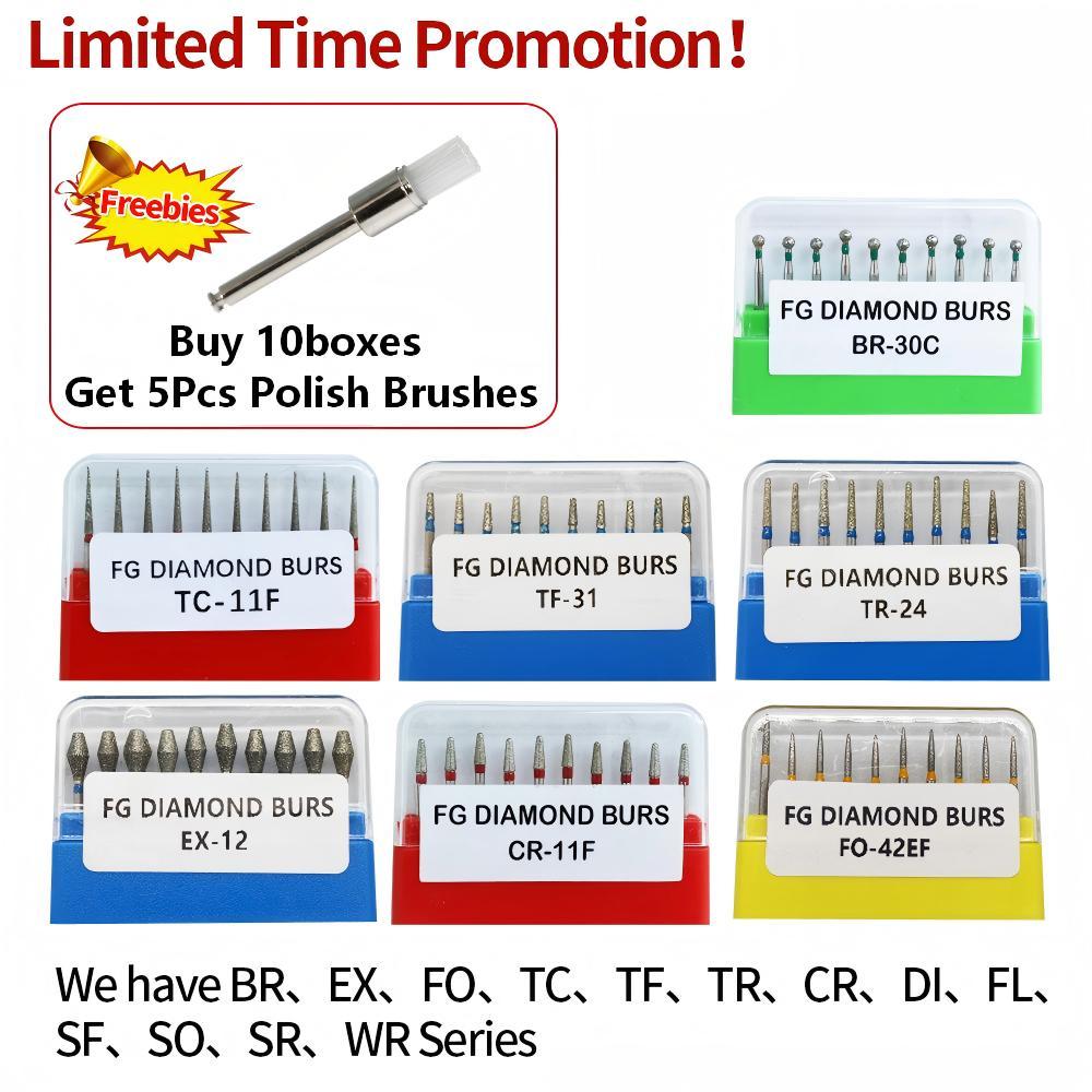 10 Cái / gói Nha Khoa Burs FO Series Ngọn Lửa Ogival End FG Diamond Burs