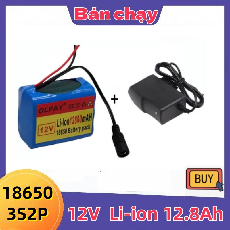 Còn hàng / / * Bộ pin sạc 12800mAh, 3S2P 12V 18650 Lithium Ion tích hợp bo mạch BMS