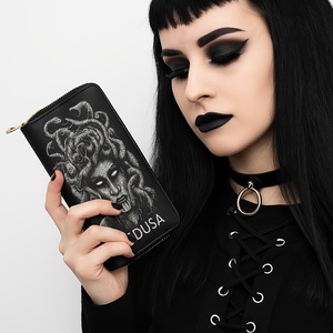 Gothic Dark Snake Girl Queen Medusa Ví dây kéo dài