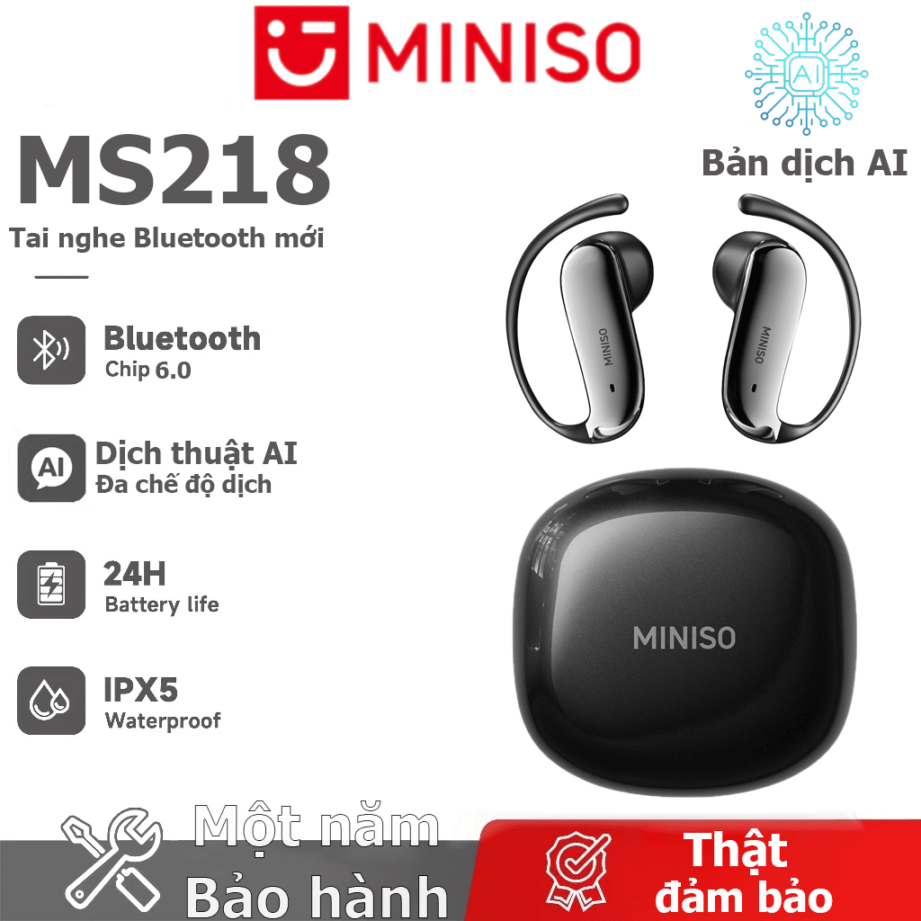 Bảo hành một năm Tai nghe Bluetooth không dây MINISO MS218 AI Dịch thời gian thực Bluetooth 6.0 HIFI Chất lượng âm thanh IPX5 Tai nghe Bluetooth doanh nghiệp chống nước | BigBuy360 - bigbuy360.vn