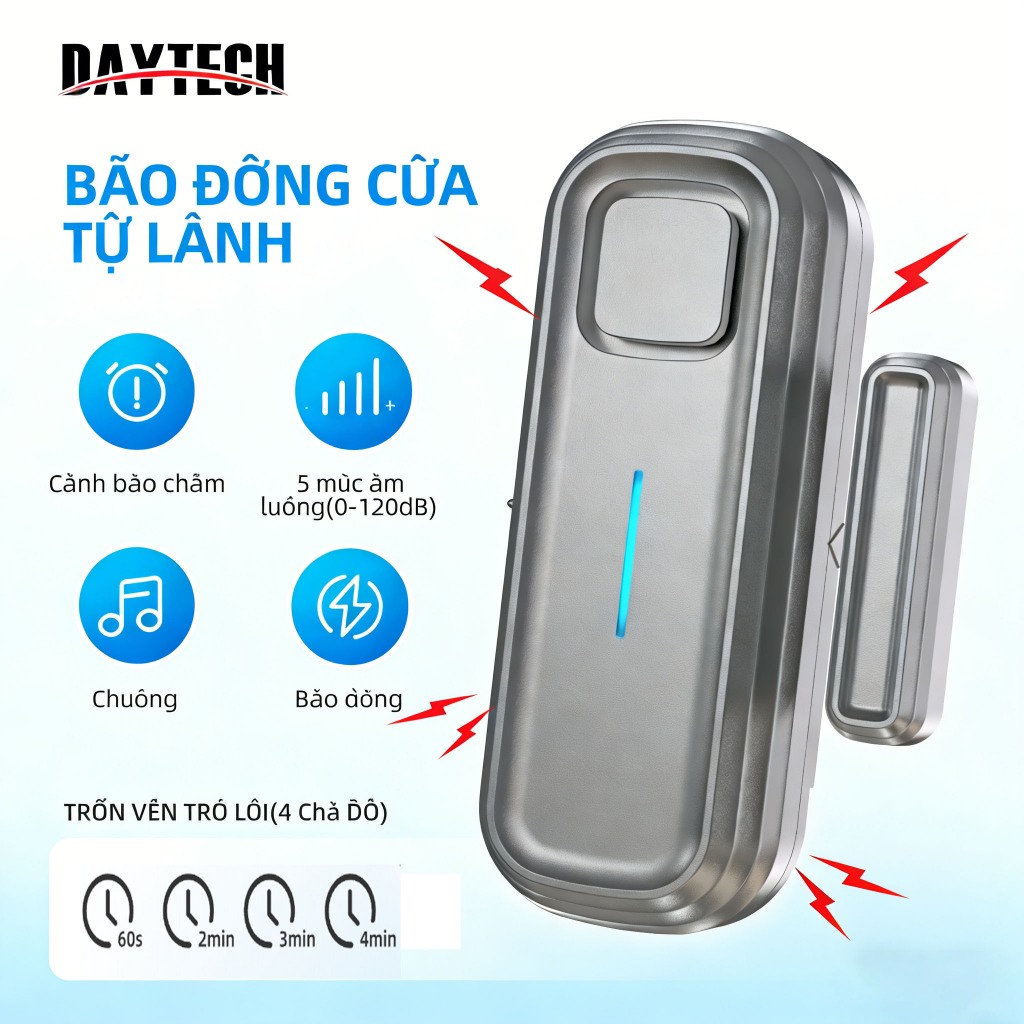 DAYTECH Chuông cửa không dây Báo động cửa tủ lạnh Cảnh báo tủ lạnh Cửa không dây Chuông Ajar cho tủ đông Tủ lạnh Nhà 1 Bộ màu trắng 0 đến 120 dB