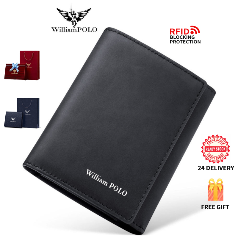 Ví Nam WilliamPOLO  Chống Trộm - Ví Ngắn Đa Năng Siêu Dung Tích Mới Men's Wallet New Design Large Ca
