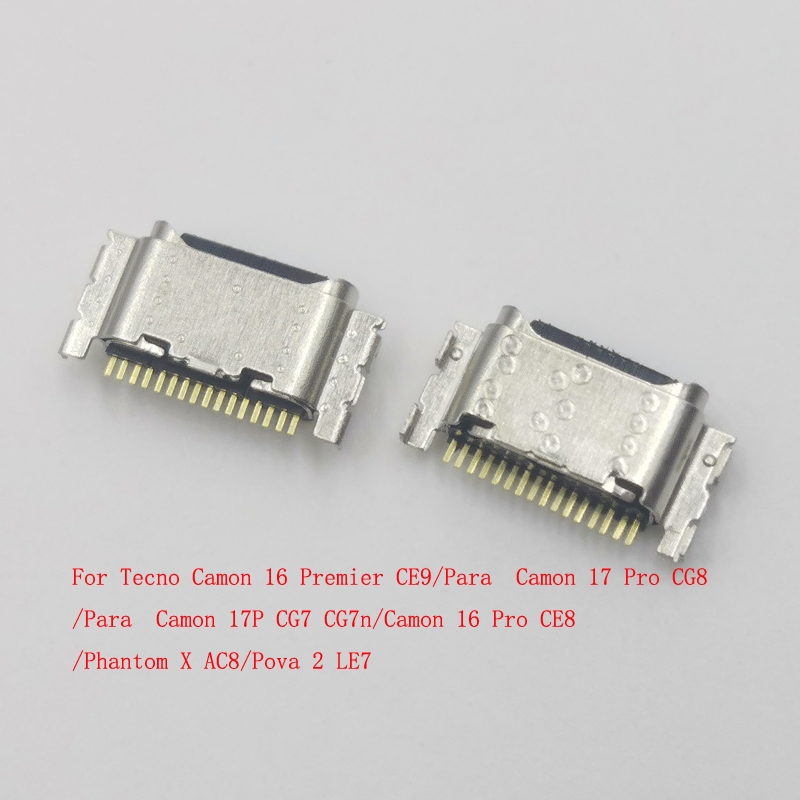 10-50 Chiếc Usb Cắm Kết Nối Cho Tecno Camon 17P 16 17 Pro Phantom X Pova 2 CE8 LE7 CE9 CG8 CG7 AC8 S