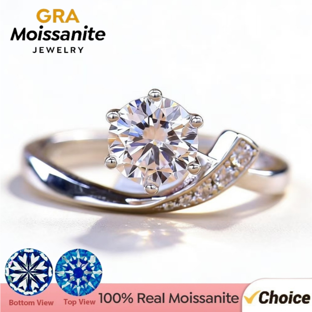 1CT Trái Tim Chúc Nhẫn Lãng Mạn Moissanite Nữ Trang Sức