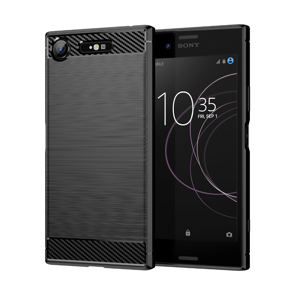Ốp Silicon Mờ Cho Sony Xperia XZ1 Vỏ Điện Thoại Mềm Cho Sony Xz1 Vỏ Sợi Carbon Chống Sốc