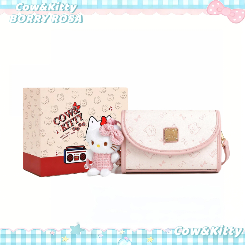 Cow & Kitty / BORRY ROSA Túi đeo chéo màu hồng Túi xách phong cách  Hello Kitty Lựa chọn quà sinh nh