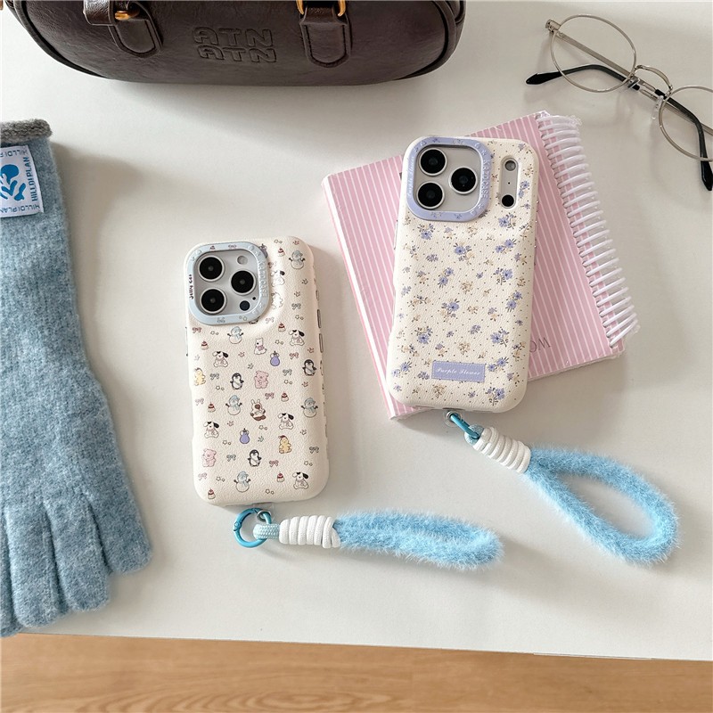 Ốp điện thoại tăng cường chất liệu PU iphone 17 pro max Flower Penguin