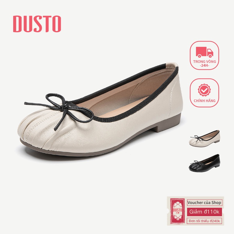 DUSTO Giày Nữ Thấp Gót Giày Đế Bằng Bơm Thấp Gót Che Mũi Tròn Ngọt Nơ 60318 DWA000237A