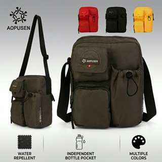 Túi đeo chéo nhiều túi AOPUSEN 10482, Túi đeo vai thông thường ngoài trời có túi đựng chai nước chuyên dụng, Ba lô sức chứa lớn Unisex bền bỉ chống nước