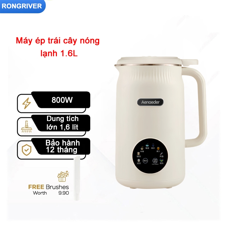 RONGRIVER Máy Làm Sữa Hạt 1.6L Đa Năng 8 Chức Năng Xay Nấu, Hẹn Giờ, Chống Trào, Độ Ồn Thấp Hỗ trợ làm nóng Giữ ấm Bảo hành 1 năm
