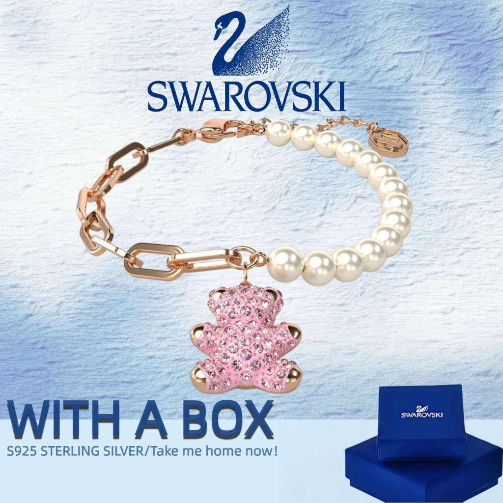 Trang sức bạc Swarovski Swarovski Swarovski S925 Hàng mới về kèm hộp quà Gấu bông Vòng tay ngọc trai