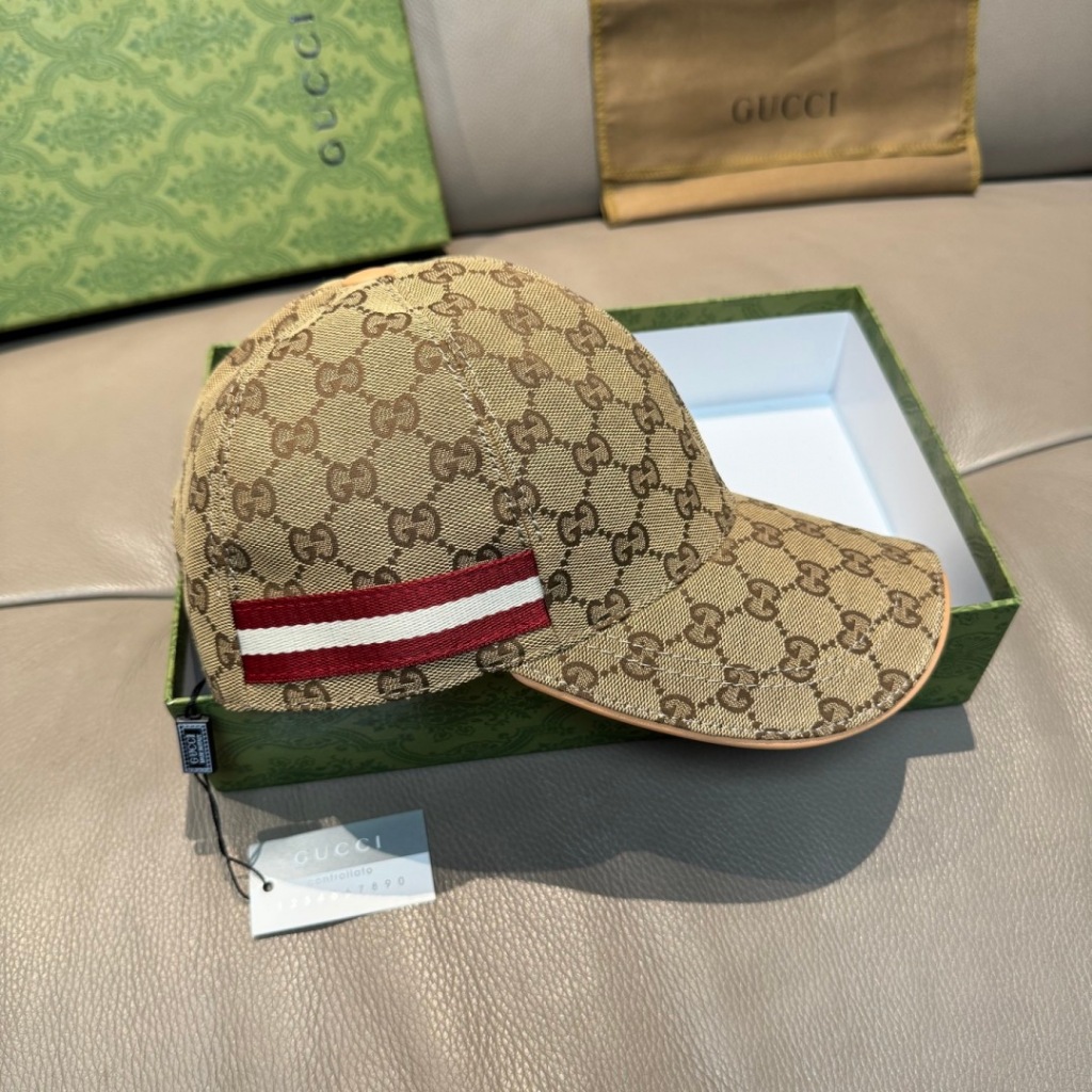 Mũ bóng chày Gucci Brown Side Webbing GG Jacquard CP