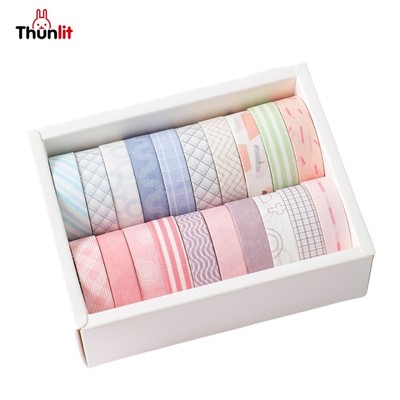 Thunlit Washi Bộ 20 Cuộn Hộp Quà Tặng Trang Trí Băng Dính DIY Miếng Dán Thêu Sò Nhật Ký Văn Phòng Phẩm Bộ Băng Giấy Dễ Thương
