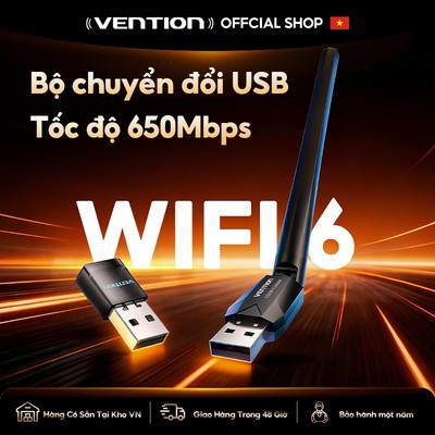 Vention USB Wifi 6 5GHz 650Mbps Bộ chuyển đổi Bộ thu phát Dongle không dây không 2,4GHz có bộ định tuyến cho PC / desktop / laptop