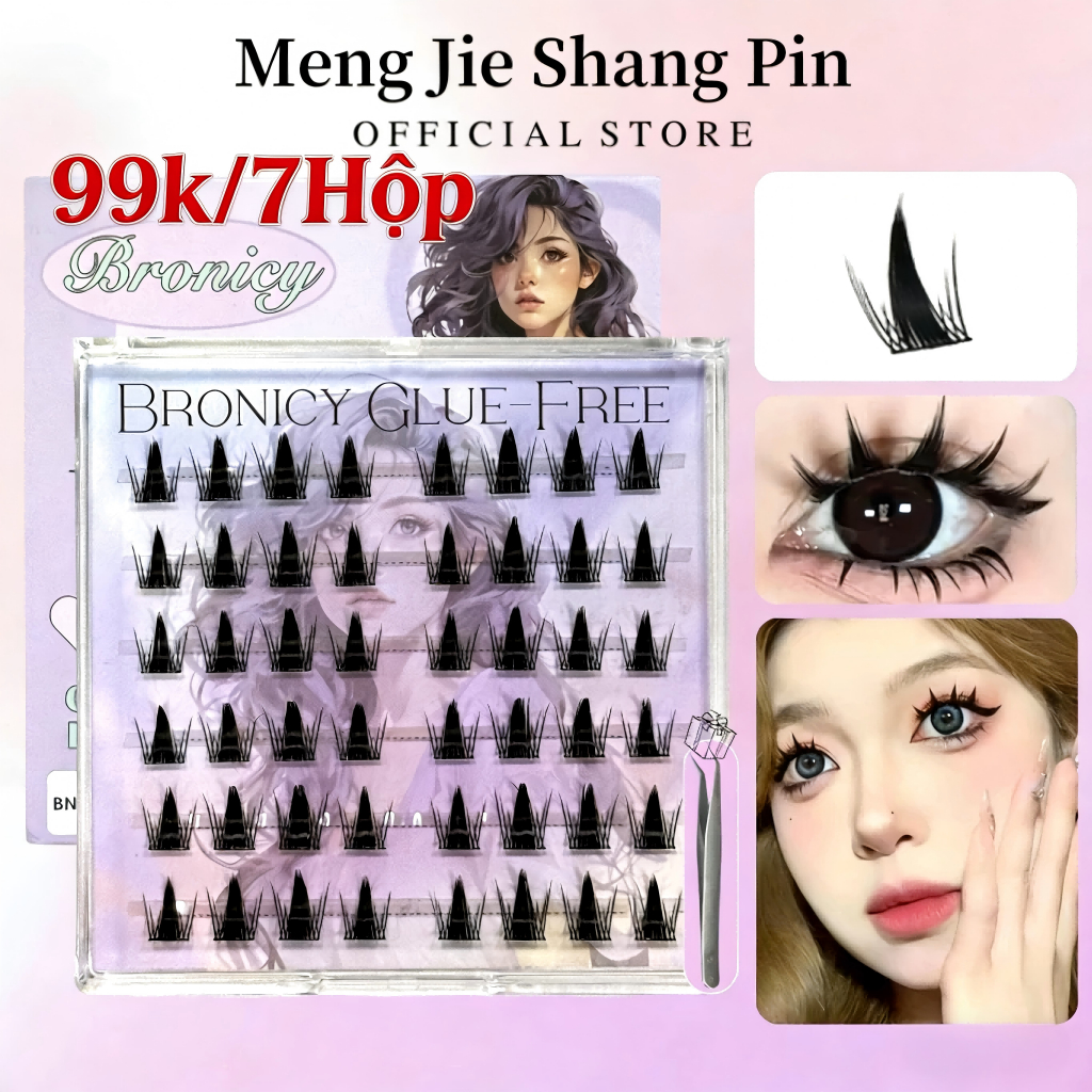 【99k/7hộp】Bronicy 6 Hàng Lông Mi Giả Tự Dính Malikot Na Diwata Không Cần Keo Có Thể Tái Sử Dụng 13mm