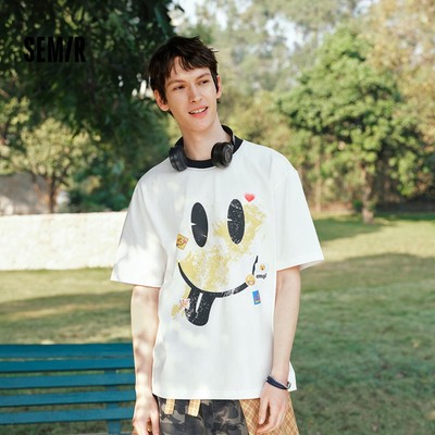 Semir Tay Ngắn Áo Nam Mùa Hè Cotton In Đan 2026 Cặp Đôi Mới Top