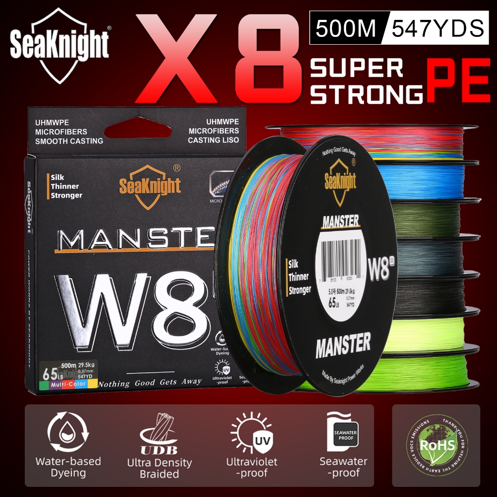 Seaknight W8 II 8 Dây Bện Dây Câu Nước Mặn 500M Đúc Dài Đa Dây PE Dây Nổi Dây Câu Cá Biển 7 Màu 15-100LB