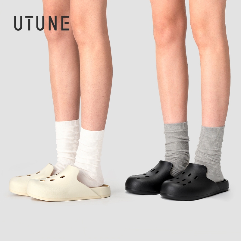 UTUNE Dép Sục Mũi Kín Nam Nữ Dép Mule Dép Lỗ Mang Xỏ Chống Trượt Đế Dày Êm Chân Đi Trong Nhà Ngoài T