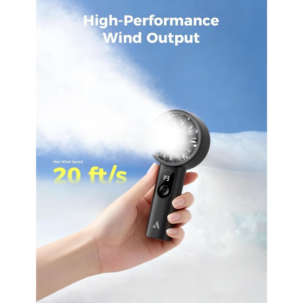 Quạt cầm tay cầm tay Aecooly Mighty | Thời gian làm mát tối đa 20H | 3 chế độ linh hoạt | Gió 5 Tốc Độ | Hiển thị mức pin | Pin cá nhân Mini có thể sạc lại USB, Quà tặng cho W | BigBuy360 - bigbuy360.vn
