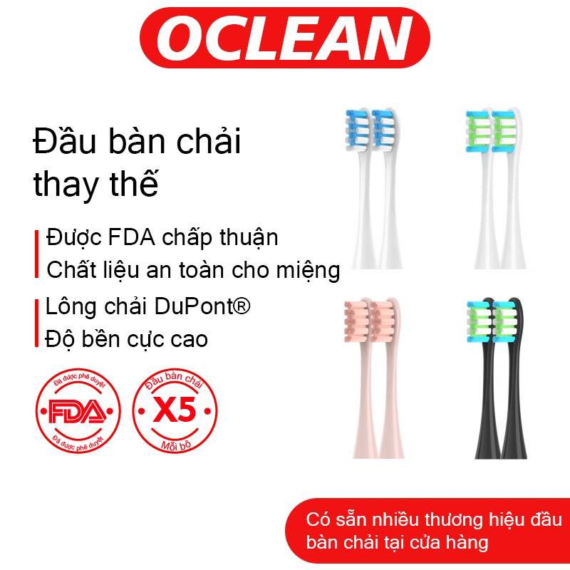 Đầu bàn chải đánh răng tương thích cho OCLEAN – 5 đầu bàn chải thay thế nạp lại