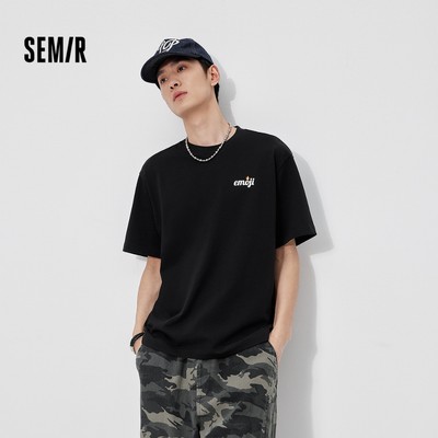 Semir Tay Ngắn Áo Nam Mùa Hè Cotton In Chữ Đan 2026 Hàng Đầu Mới