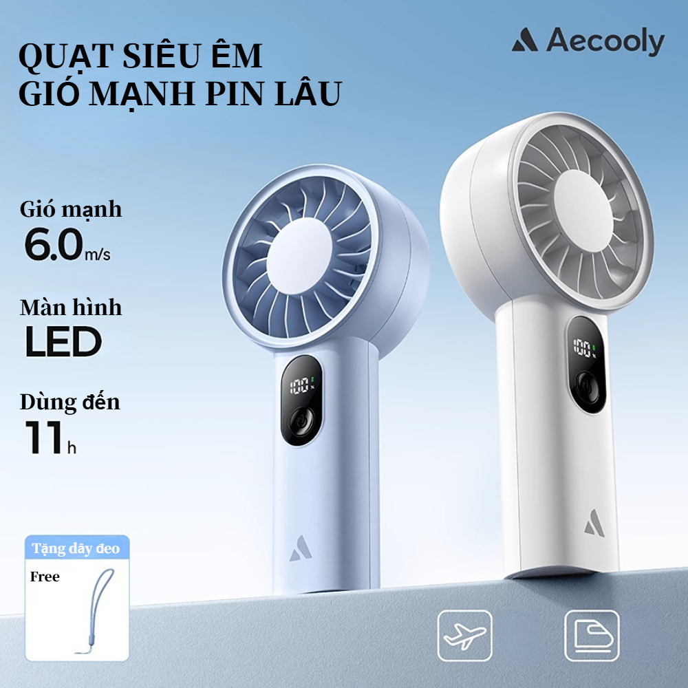 Quạt mini cầm tay Aecooly Halo 03 led Màn Hình sạc quạt để bàn Quạt cầm tay cầm tay 5 tốc độ USB có thể sạc lại Mini cá nhân chạy bằng pin Quạt làm mát bỏ túi nhỏ