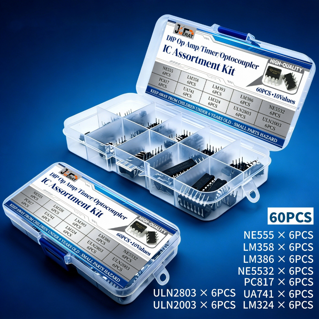 Bộ 60 Loại IC DIP 10Values mới, Bộ Bộ Bộ Optocoupler Hẹn Giờ Op Amp, Dòng NE555 PC817 LM358, Linh Ki