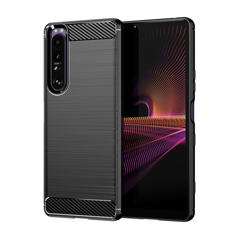 Dành Cho Sony Xperia 1 III Ốp Lưng Sợi Carbon Chống Sốc Vỏ Điện Thoại Mềm Cho Sony 1iii Chải Họa Tiế